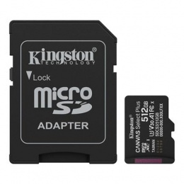 Memóriakártya, microSDXC, 512GB, C10/UHS-I/U1-U3/V10-V30/A1, Gen3, adapter, KINGSTON "Canvas Select Plus"